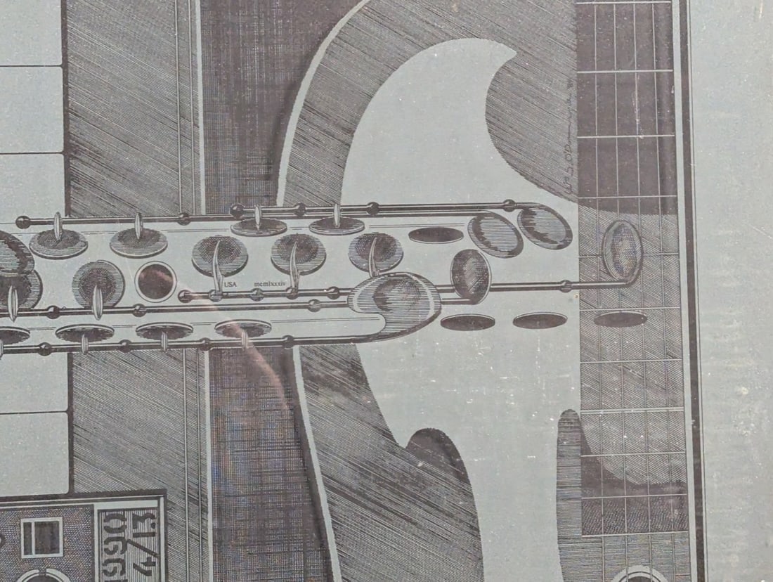 Wm S. O'Donnell Jr. Chicago Grand-Tour Etched Glass Art Panel 25 x 35 Jazz Theme - 9