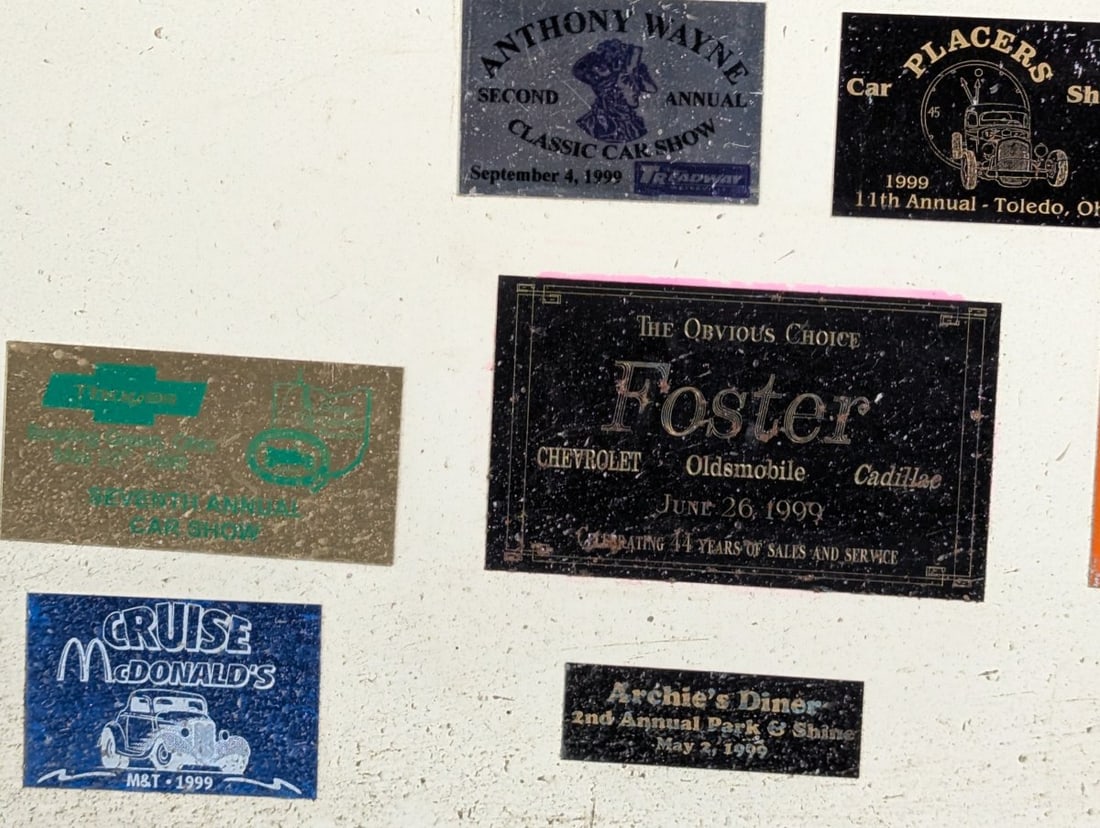 Collection of 1990s Ohio Michigan Car Show Dash Plaques Display Board Automotive Memorabilia - 10