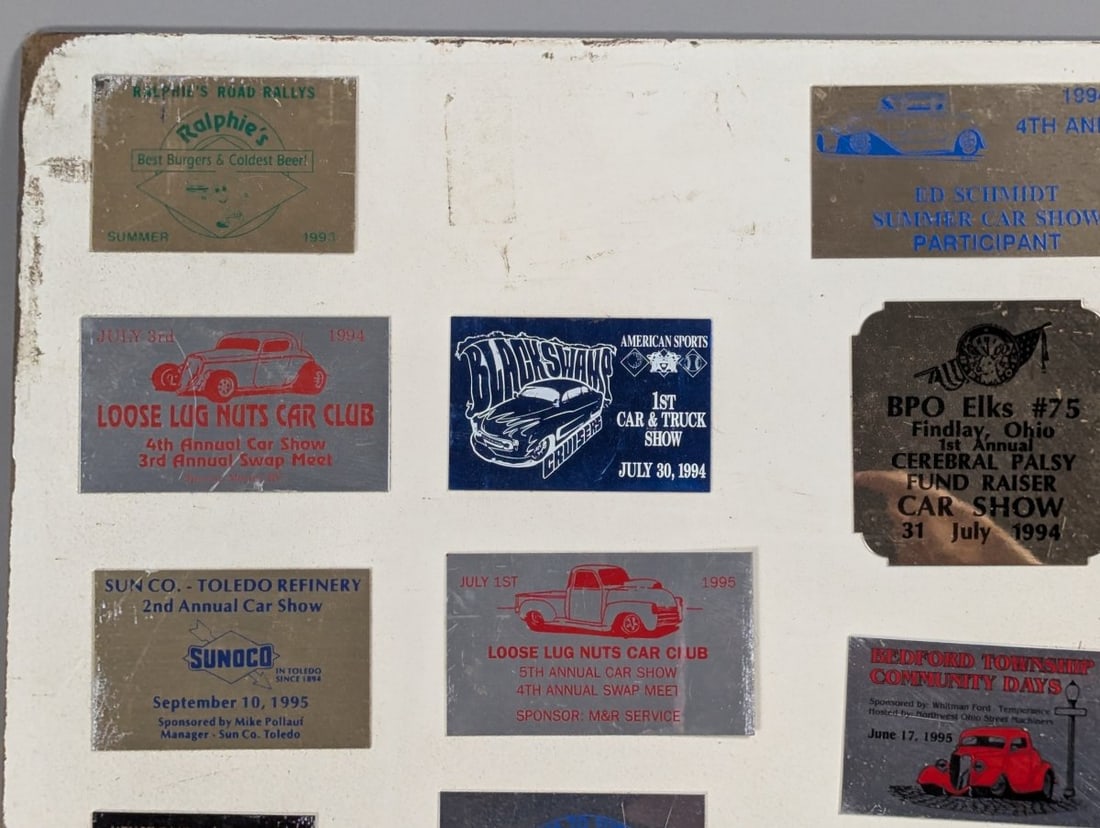 Collection of 1990s Ohio Michigan Car Show Dash Plaques Display Board Automotive Memorabilia - 3