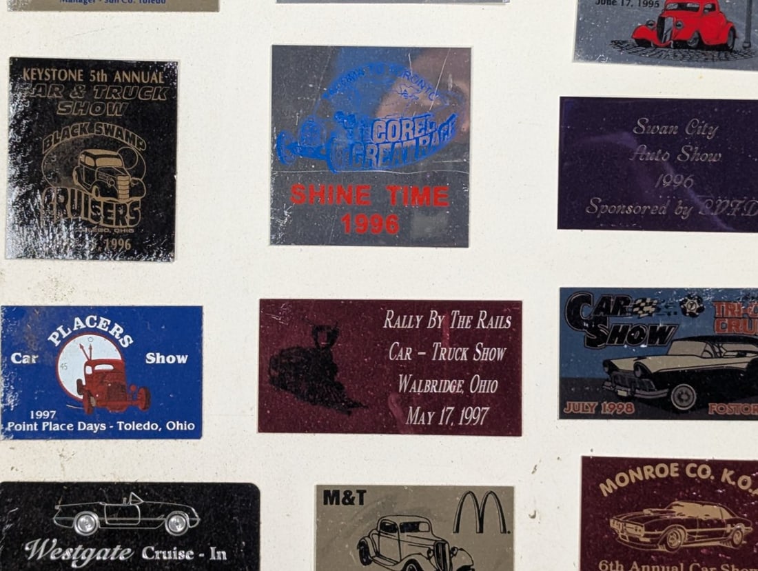 Collection of 1990s Ohio Michigan Car Show Dash Plaques Display Board Automotive Memorabilia - 4