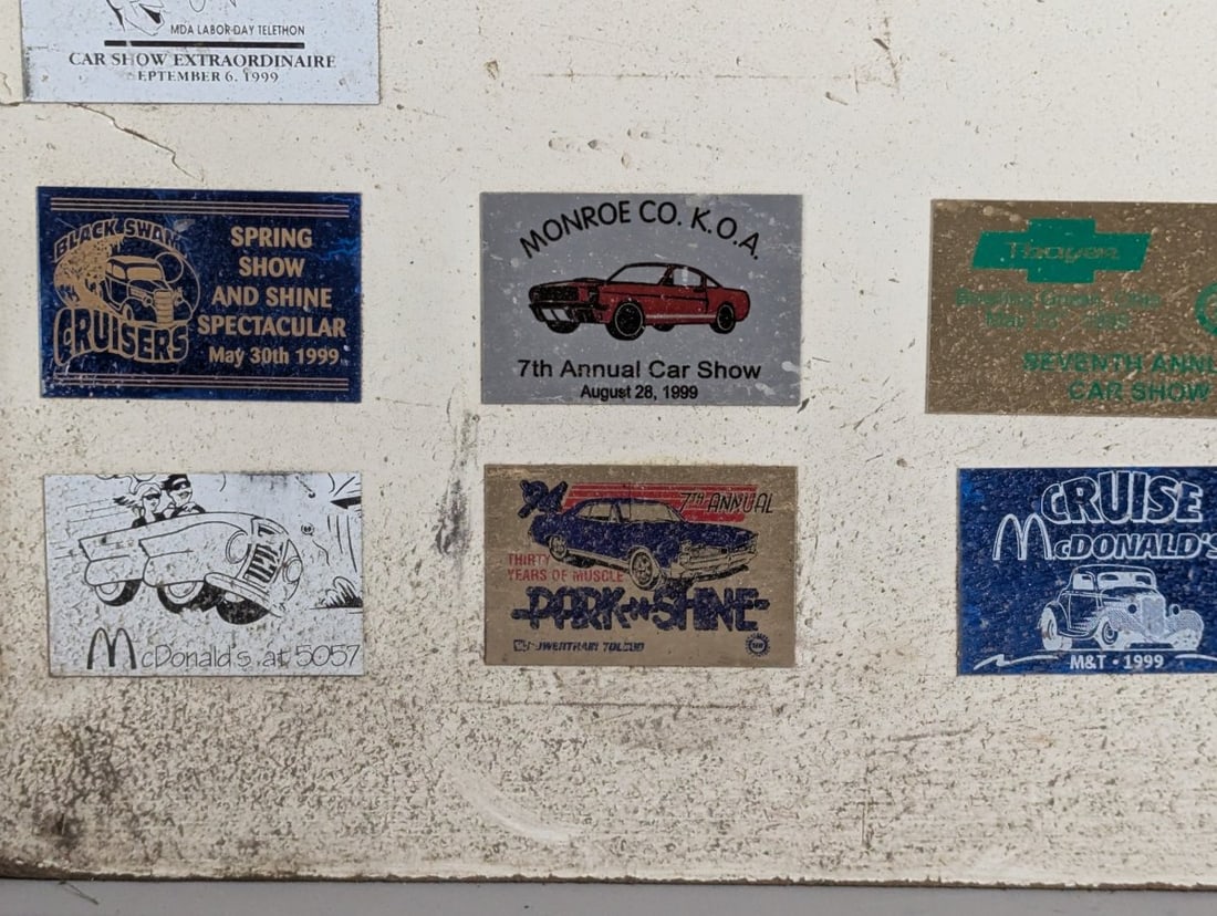 Collection of 1990s Ohio Michigan Car Show Dash Plaques Display Board Automotive Memorabilia - 5