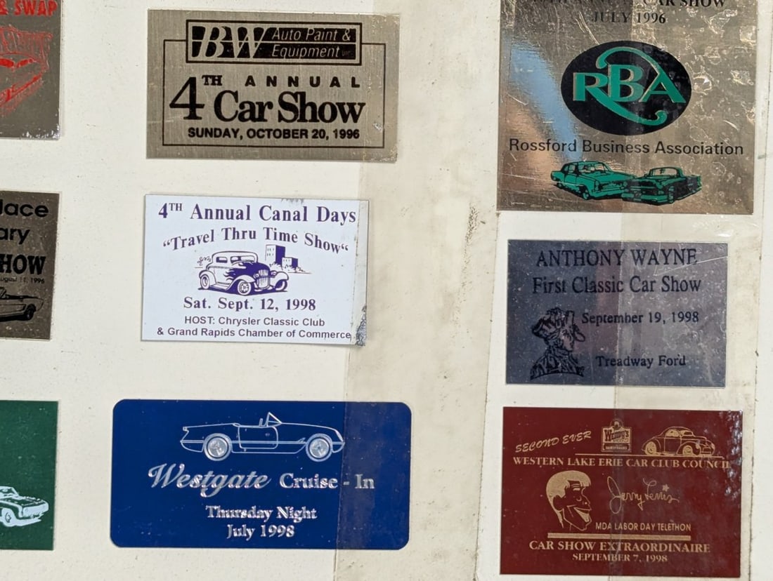 Collection of 1990s Ohio Michigan Car Show Dash Plaques Display Board Automotive Memorabilia - 8