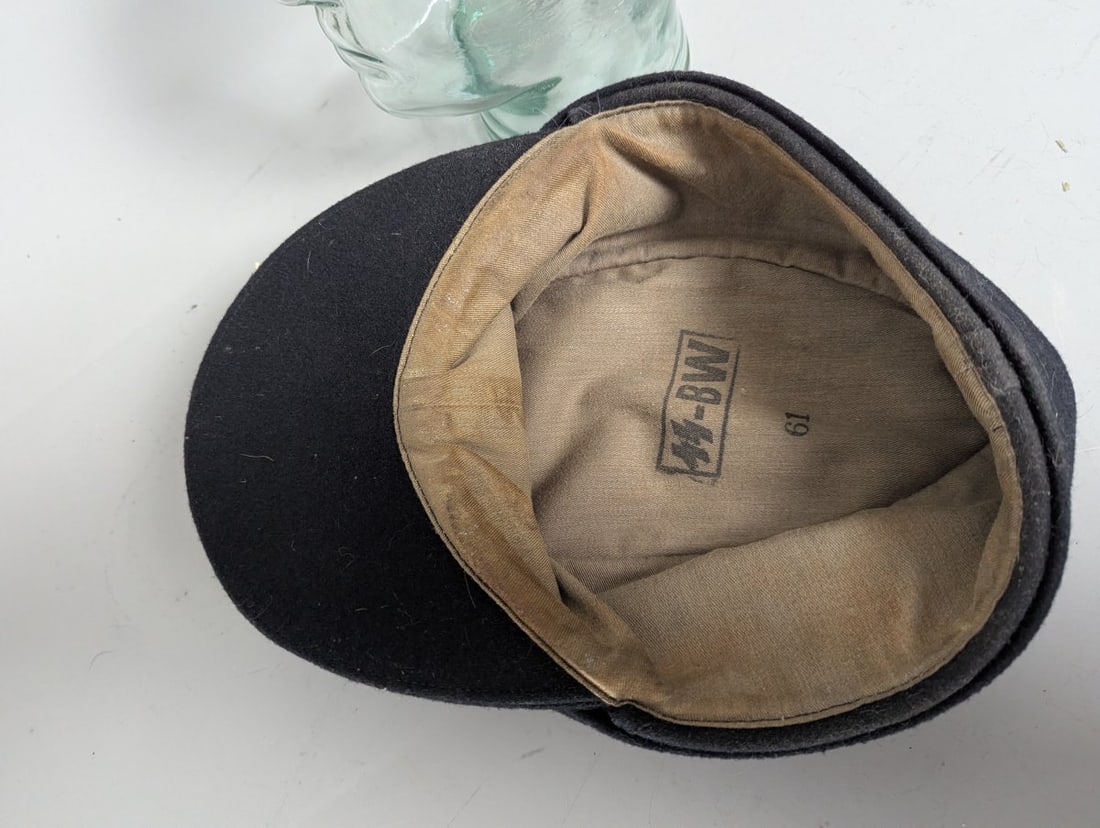 German WWII SS Panzer Officer M43 Field Cap EinheitsfeldmÃ¼tze Rare Militaria Collectible - 6