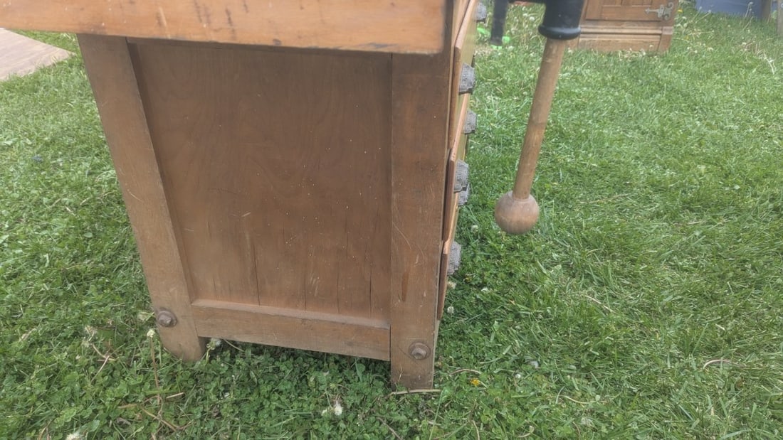 Antique Cabinet Maker Woodworking Workbench with Vises and Storage Drawers - 5
