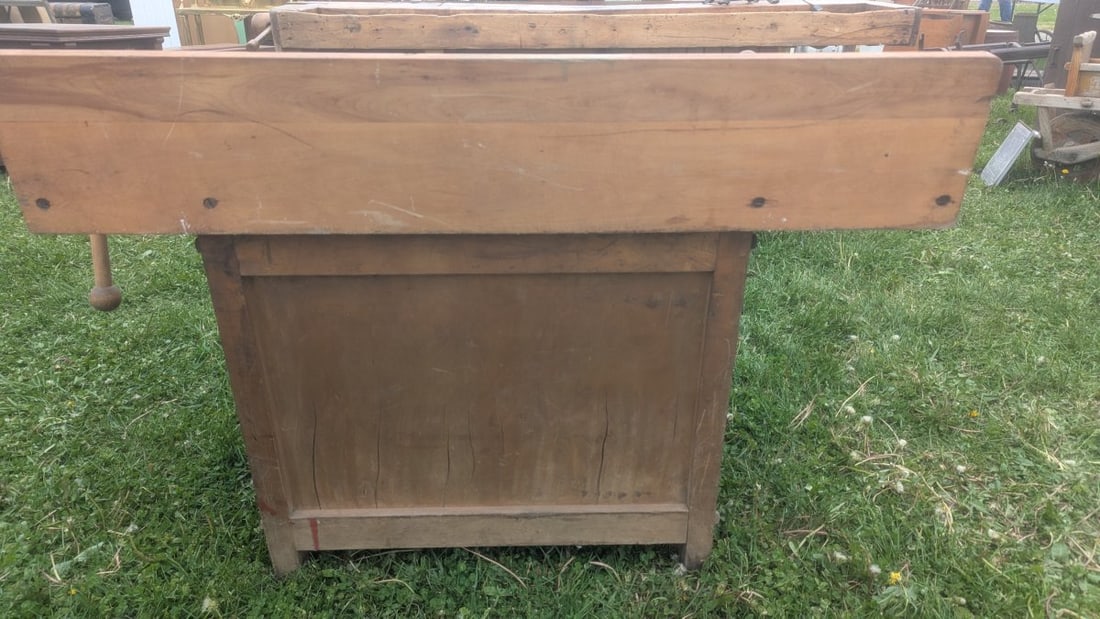 Antique Cabinet Maker Woodworking Workbench with Vises and Storage Drawers - 7