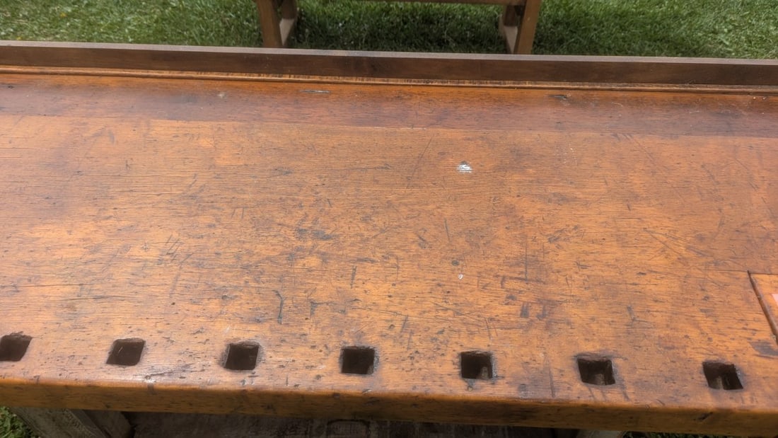 Vintage European-Style Woodworker's Workbench Rustic Industrial Craftsmanship - 3