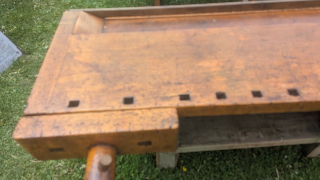 Vintage European-Style Woodworker's Workbench Rustic Industrial Craftsmanship - 4