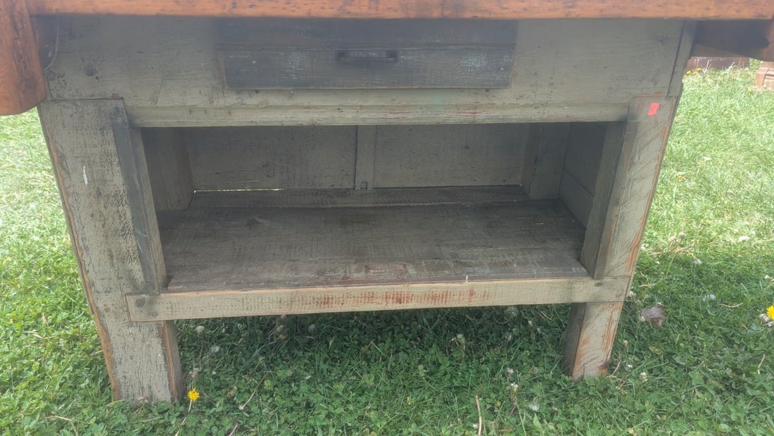 Vintage European-Style Woodworker's Workbench Rustic Industrial Craftsmanship - 6