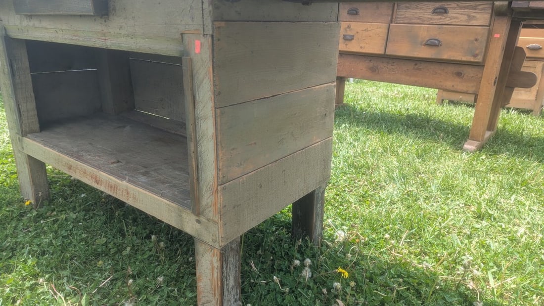 Vintage European-Style Woodworker's Workbench Rustic Industrial Craftsmanship - 7
