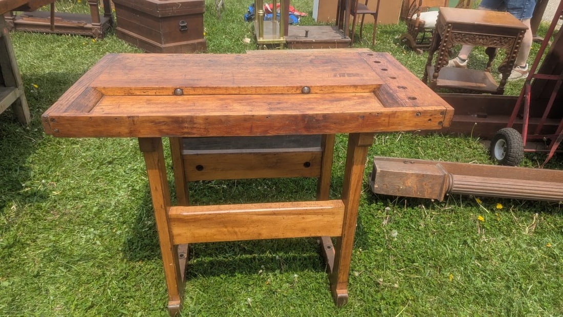 Vintage Woodworker's Workbench Rustic Style Ideal for Kitchen Island or Console Table (1 of 7)
