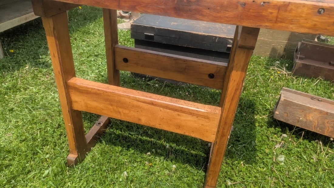 Vintage Woodworker's Workbench Rustic Style Ideal for Kitchen Island or Console Table - 4