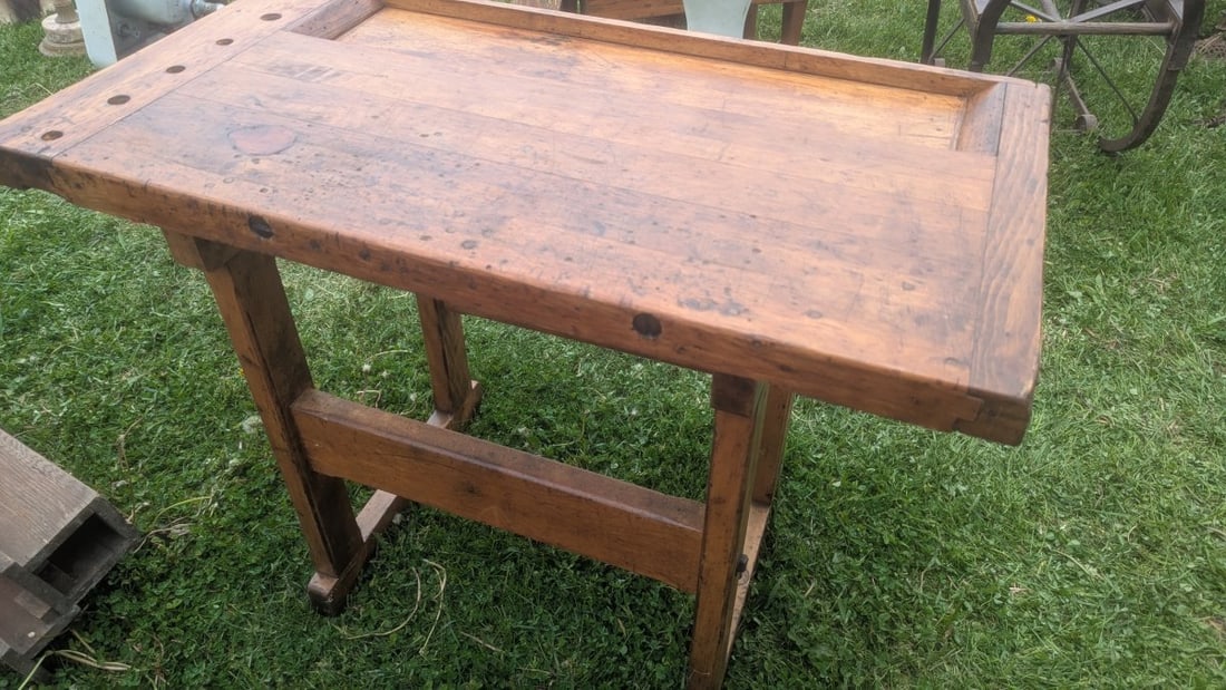 Vintage Woodworker's Workbench Rustic Style Ideal for Kitchen Island or Console Table - 7
