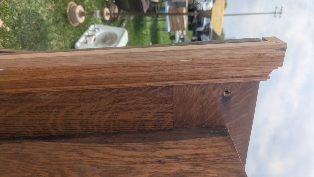 Antique American Quartersawn Oak Fireplace Mantel Architectural Salvage Statement Piece - 10