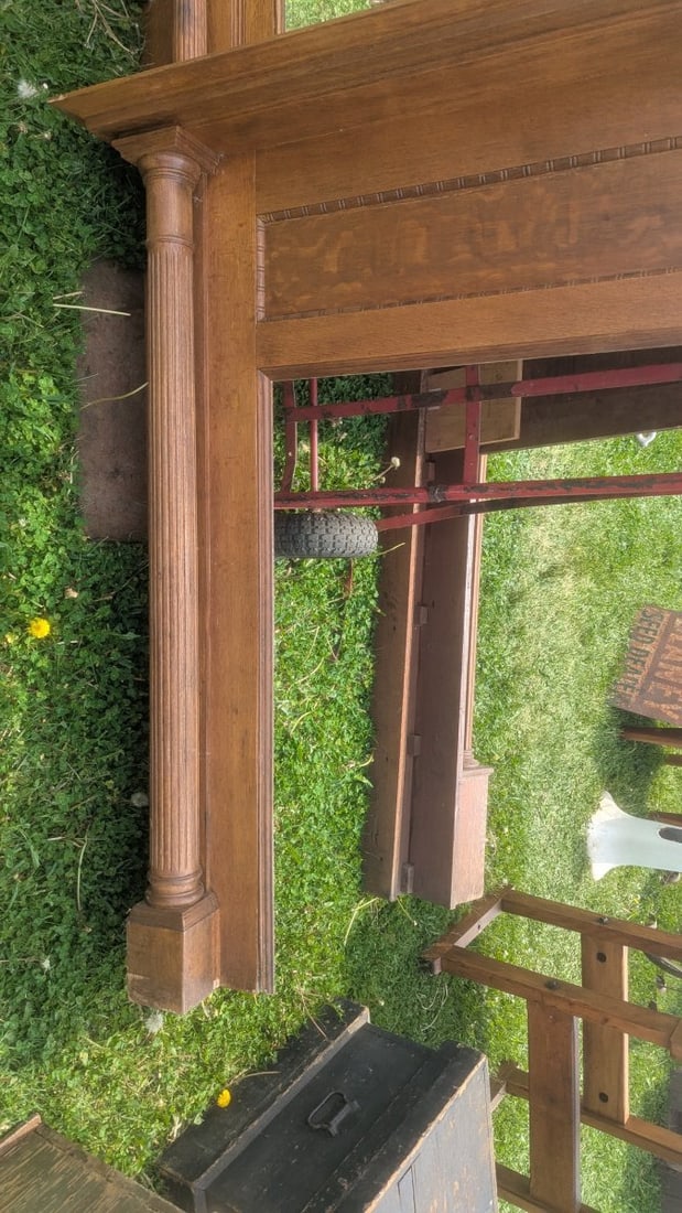 Antique American Quartersawn Oak Fireplace Mantel Architectural Salvage Statement Piece - 2