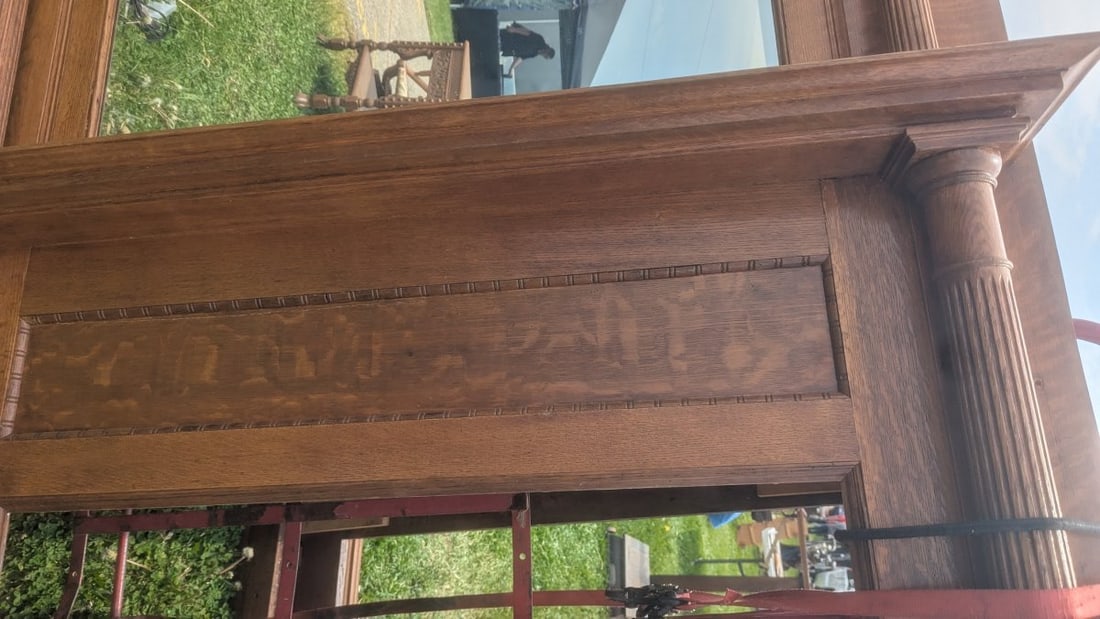 Antique American Quartersawn Oak Fireplace Mantel Architectural Salvage Statement Piece - 3