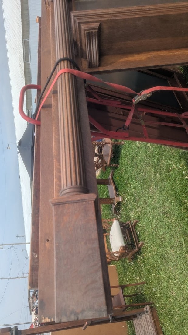Antique American Oak Fireplace Mantel and Overmantel Architectural Salvage Furniture - 10