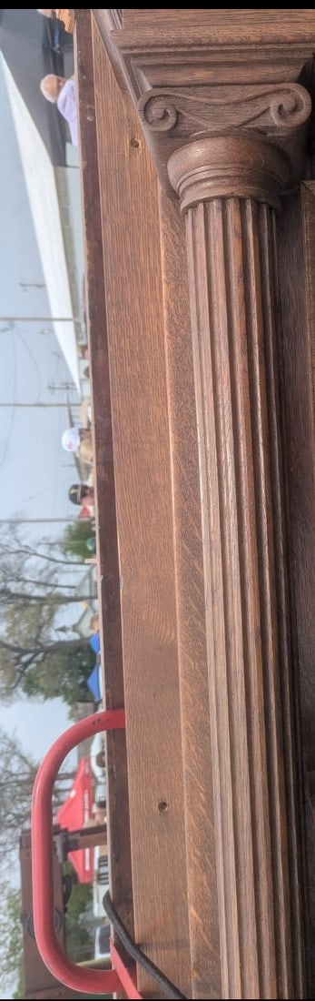 Antique American Oak Fireplace Mantel and Overmantel Architectural Salvage Furniture - 5