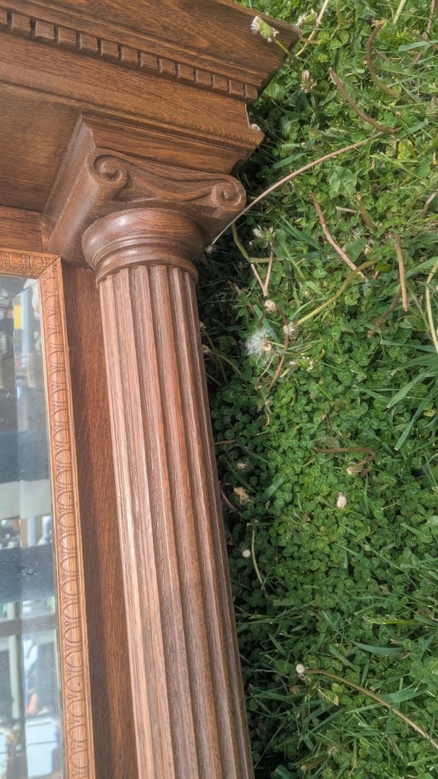 Antique American Oak Fireplace Mantel and Overmantel Architectural Salvage Furniture - 6