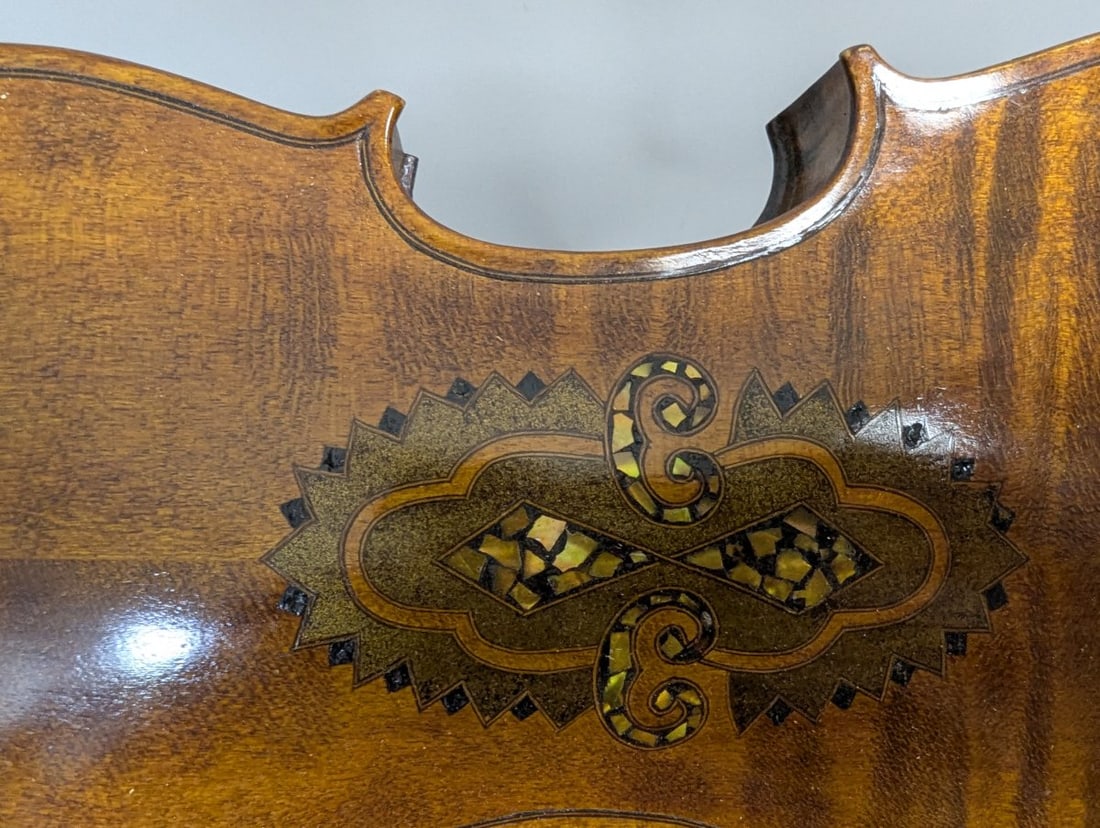 Vintage Antique Violin Outfit Set with Inlaid Back by Alex Flaitz Restoration Project - 7