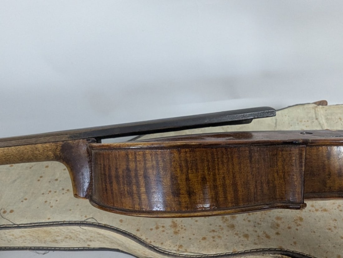 Vintage Antique Violin Outfit Set with Inlaid Back by Alex Flaitz Restoration Project - 8