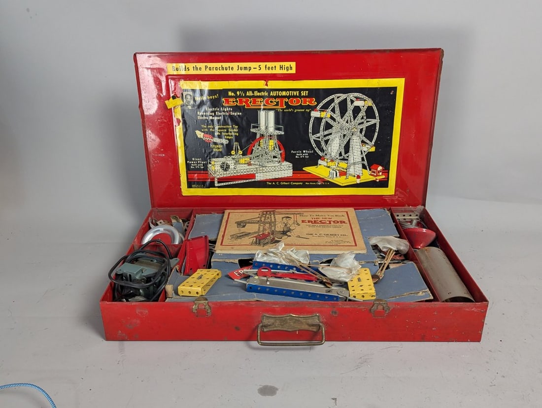 Vintage AC Gilbert Erector Set No 9Â½ All-Electric Automotive Set Original Case (1 of 8)