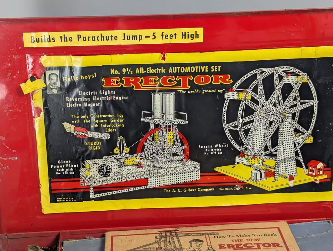 Vintage AC Gilbert Erector Set No 9Â½ All-Electric Automotive Set Original Case - 2