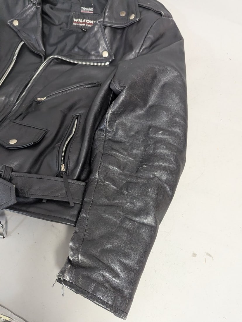 Wilsons Leather Motorcycle Jacket with Thinsulate Lining Biker Style Large - 5