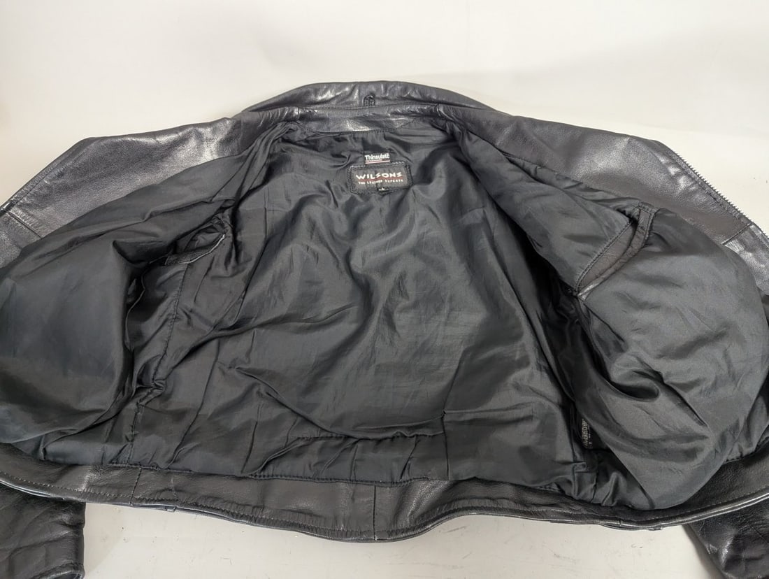 Wilsons Leather Motorcycle Jacket with Thinsulate Lining Biker Style Large - 6