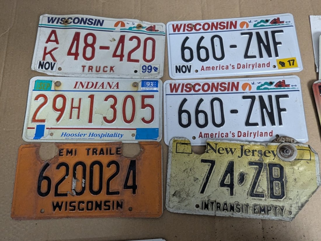 Lot of 15 Vintage License Plates from Indiana Wisconsin New Jersey Great for Collectors - 2