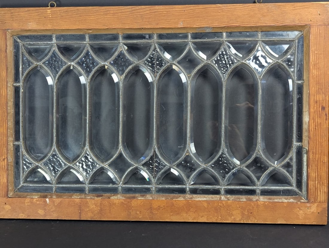 Antique Gothic Revival Leaded Beveled Glass Window Stunning Architectural Art Piece - 2