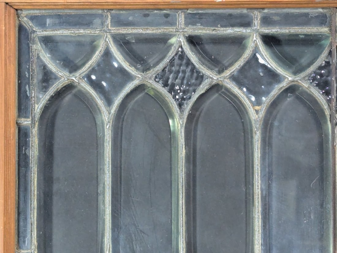 Antique Gothic Revival Leaded Beveled Glass Window Stunning Architectural Art Piece - 4