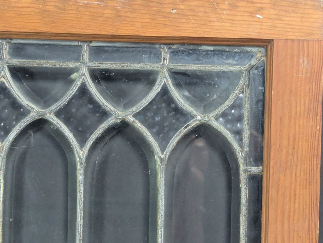 Antique Gothic Revival Leaded Beveled Glass Window Stunning Architectural Art Piece - 6