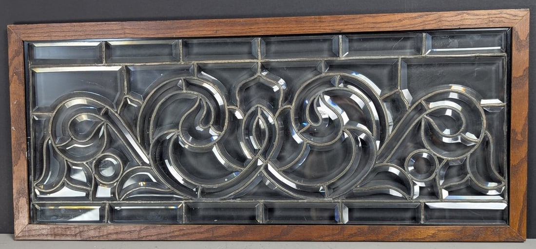 Vintage Beveled Leaded Glass Window Architectural Salvage Transom Home Decor: **Important** Please read below description on how to avoid high shipping costs. Presenting an exquisite vintage beveled leaded glass window, measuring 4 x 17 x 1/2 inches. This stunning