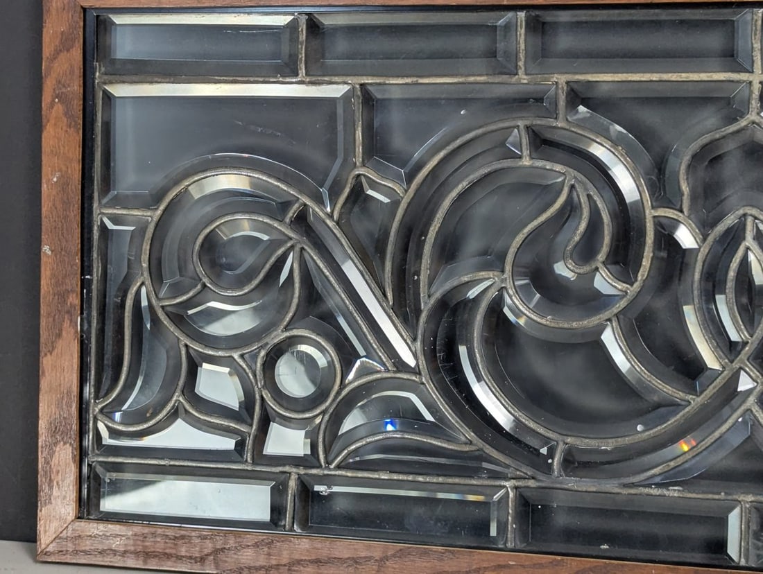 Vintage Beveled Leaded Glass Window Architectural Salvage Transom Home Decor - 2