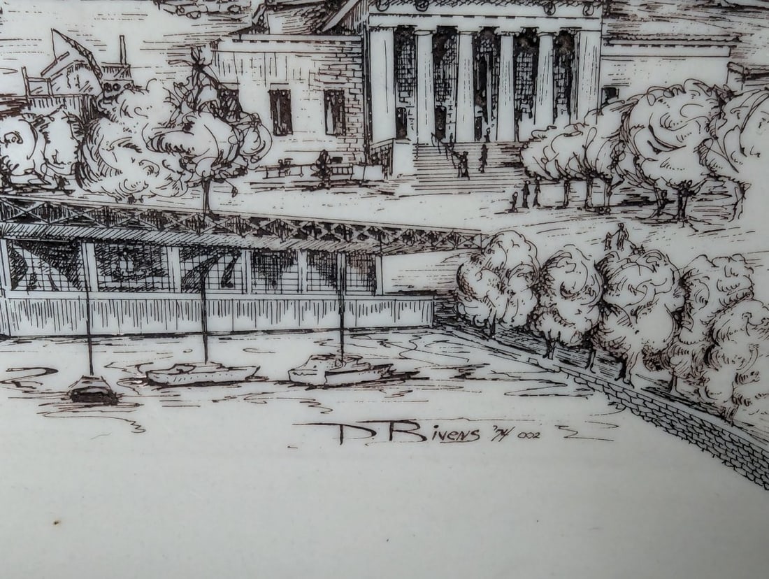 Vintage T.R. Bivens Framed Engraving The Windy City Chicago Artwork - 8