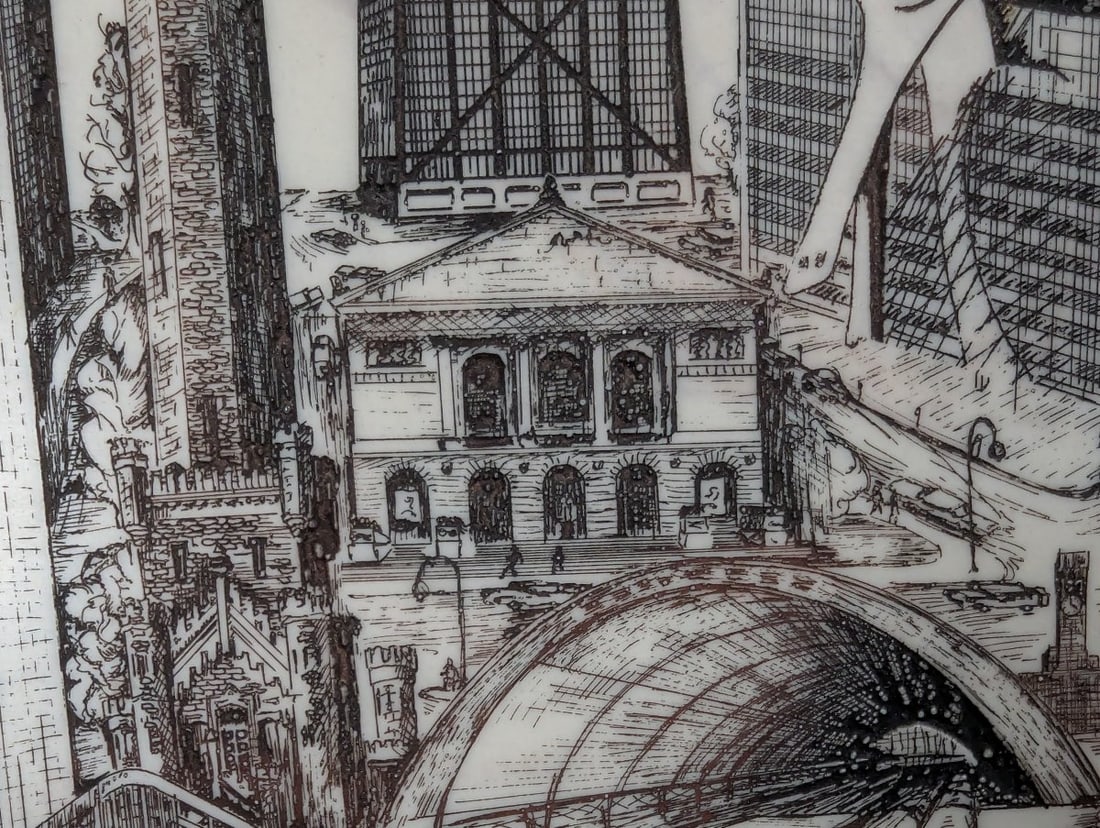 Vintage T.R. Bivens Framed Engraving The Windy City Chicago Artwork - 9