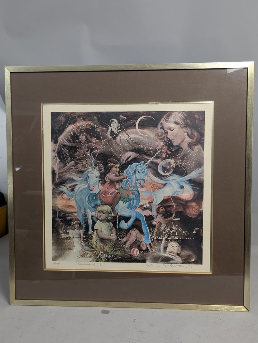 Larry N. Whittell Carousel of Life Artist's Proof Print 1979 Framed Art: **Important** Please read below description on how to avoid high shipping costs. Discover this stunning Artist's Proof print titled 'Carousel of Life' by Larry N. Whittell from 1979, framed under