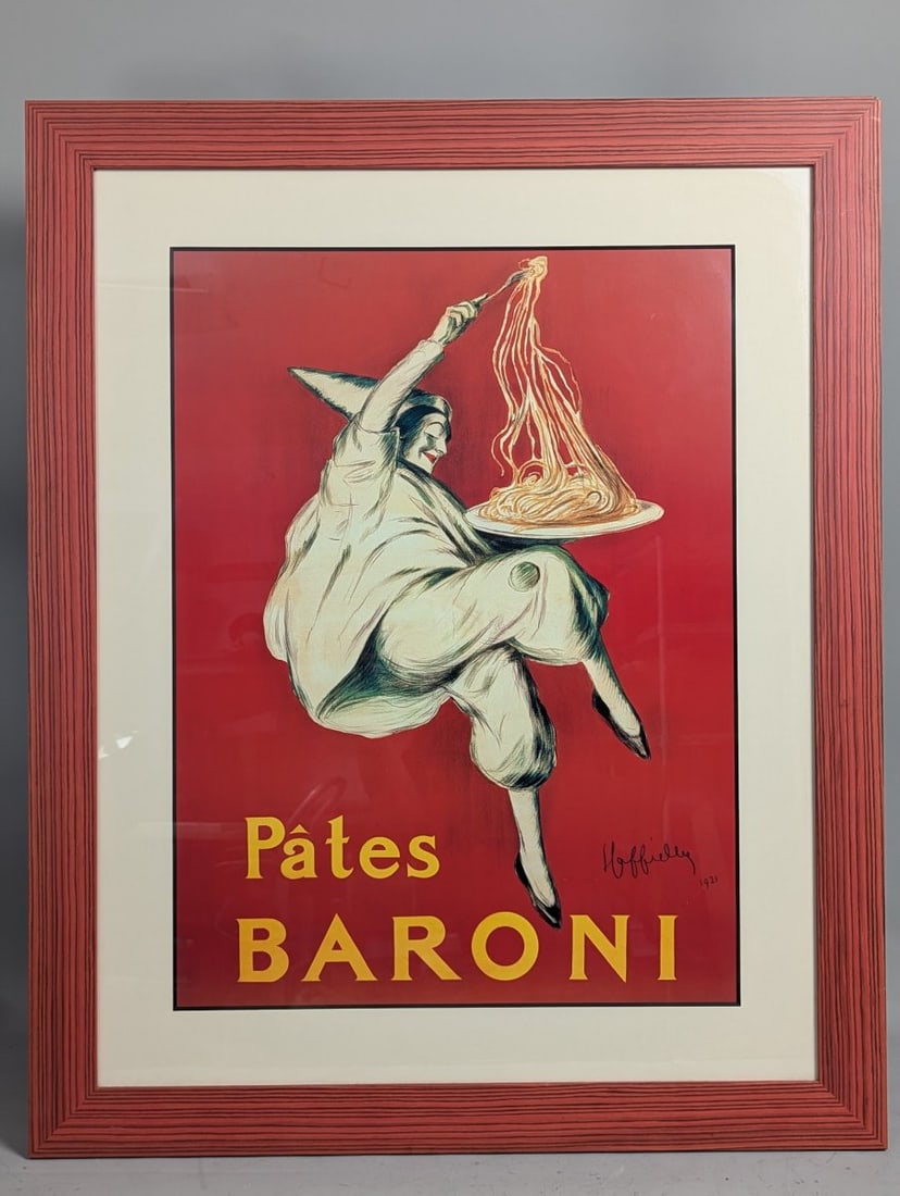Framed PÃ¢tes Baroni Poster by Leonetto Cappiello Vintage Art Deco Wall Decor: **Important** Please read below description on how to avoid high shipping costs. Enhance your space with this stunning framed 'PÃ¢tes Baroni' advertising poster after Leonetto Cappiello, exp