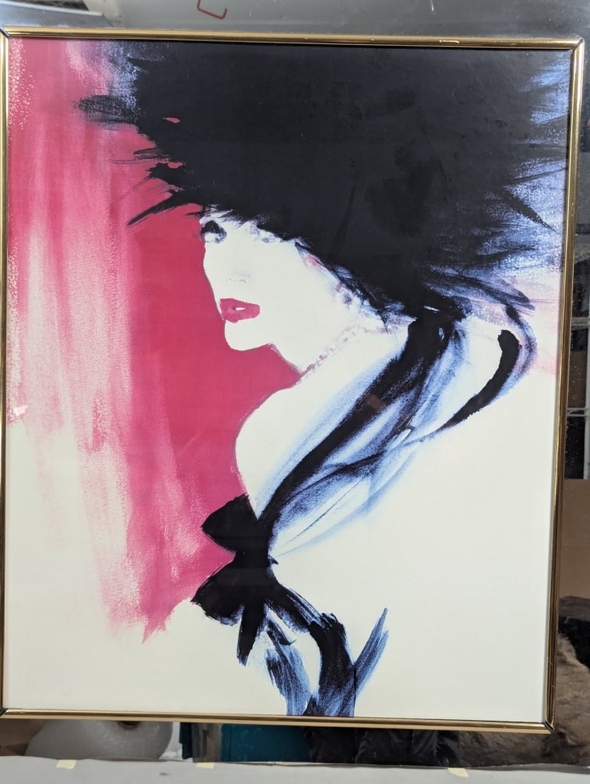 Vintage 1980s Framed Fashion Print by Artistic Reflections with Mirrored Frame - 2