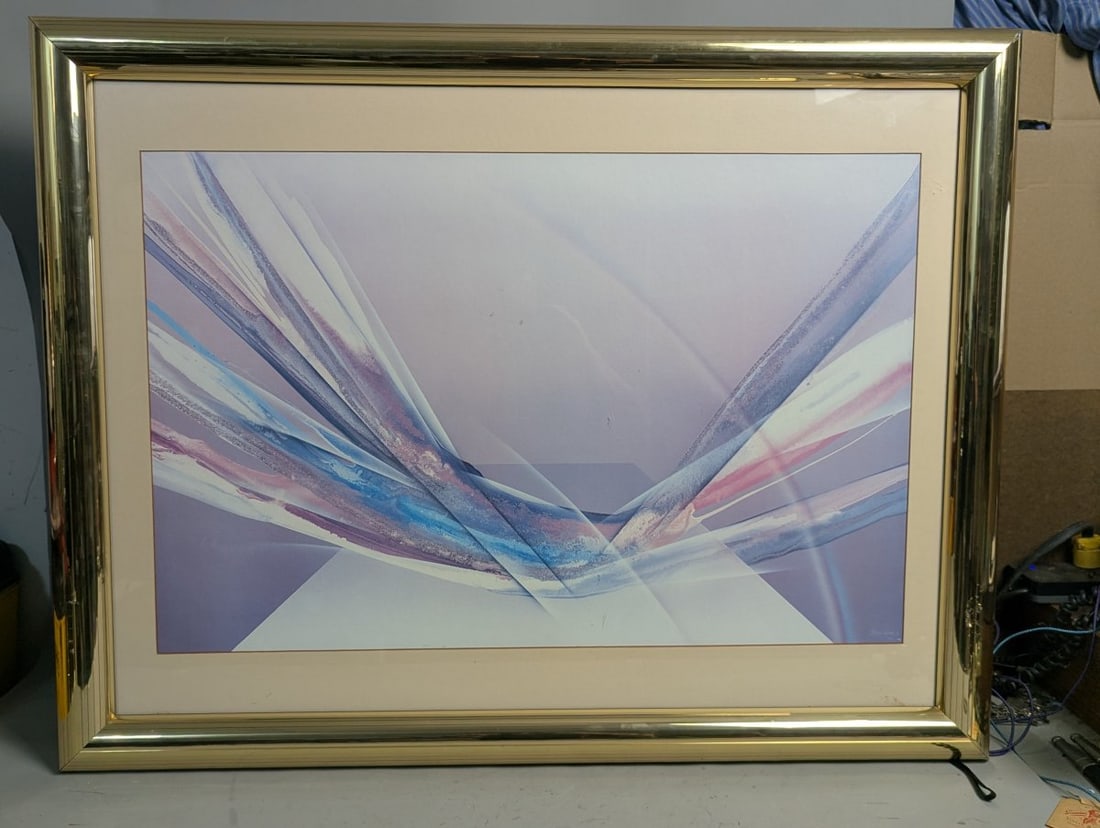 Ede de Waal Signed Abstract Serigraph Dynamic 1980s Art Framed Print: **Important** Please read below description on how to avoid high shipping costs. This stunning Ede de Waal signed abstract serigraph measures 38 x 23 inches (image) and is framed under glass in a 45