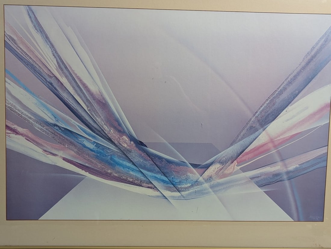Ede de Waal Signed Abstract Serigraph Dynamic 1980s Art Framed Print - 2