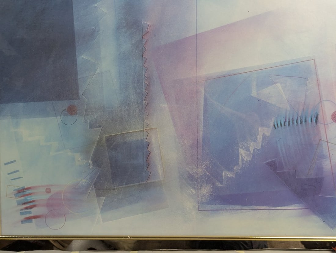 Museum Editions West Abstract Geometric Print 1980s Framed Wall Art - 2