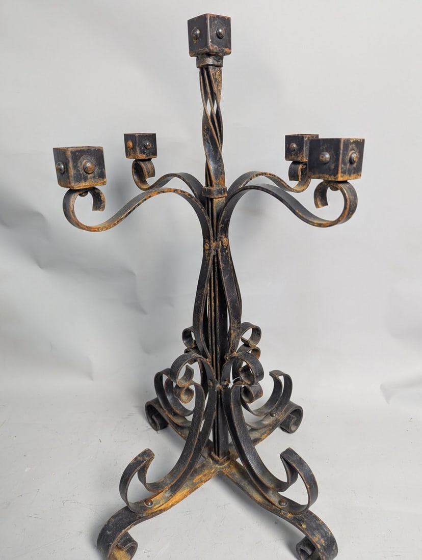 Vintage Wrought Iron 5-Light Candelabra Elegant Gothic Centerpiece for Home Decor (1 of 6)