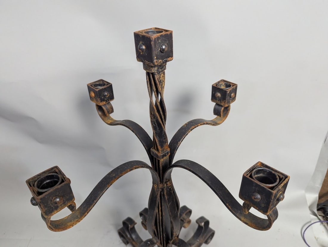 Vintage Wrought Iron 5-Light Candelabra Elegant Gothic Centerpiece for Home Decor - 2
