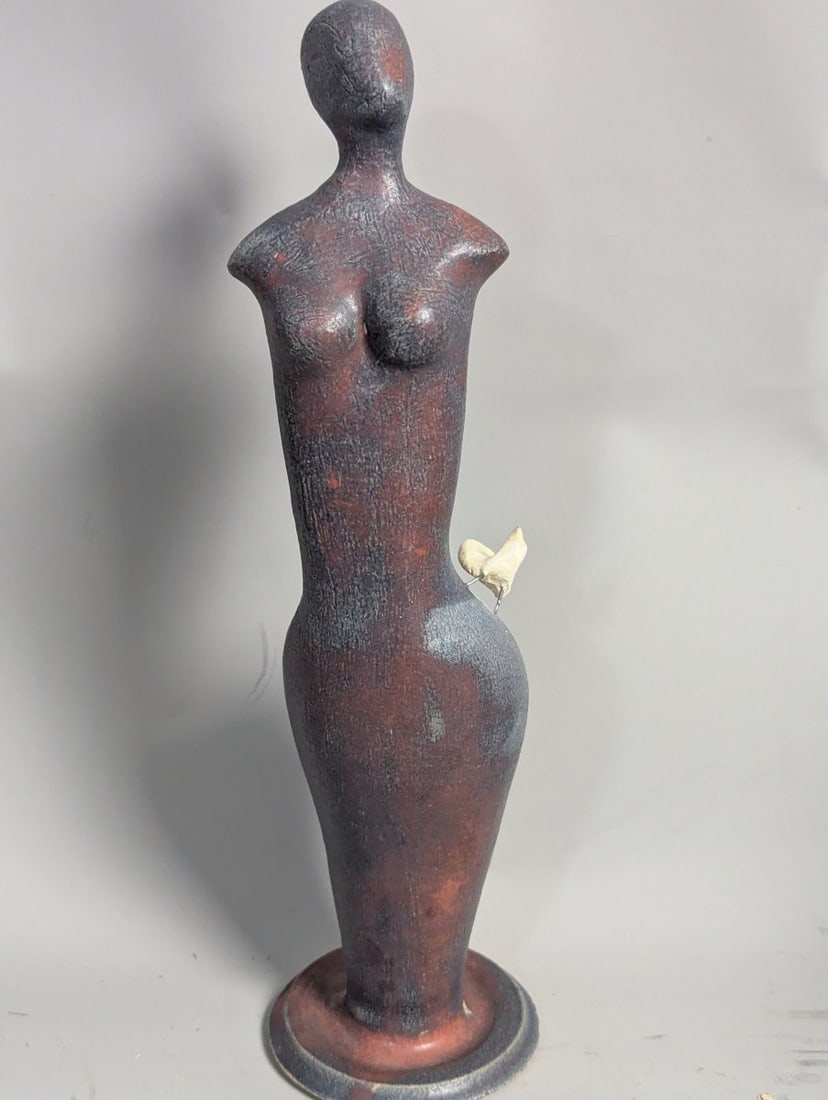 Modernist Abstract Female Torso Sculpture Unique Studio Art Decorative Piece: **Important** Please read below description on how to avoid high shipping costs. Introducing a stunning Modernist Abstract Female Torso Sculpture, measuring 15 high x 4 x 4 inches. This eye-catching