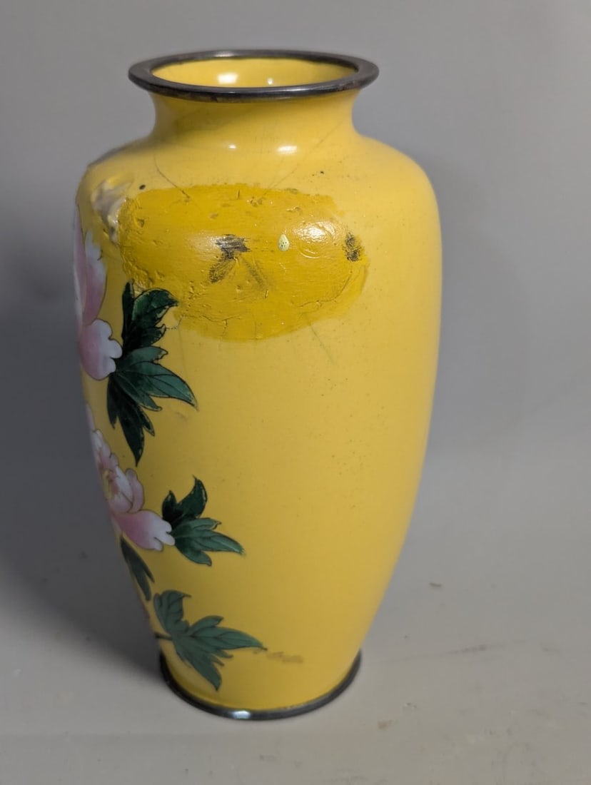 Ando Jubei Company Japanese Cloisonne Enamel Vase with Floral Design - 2