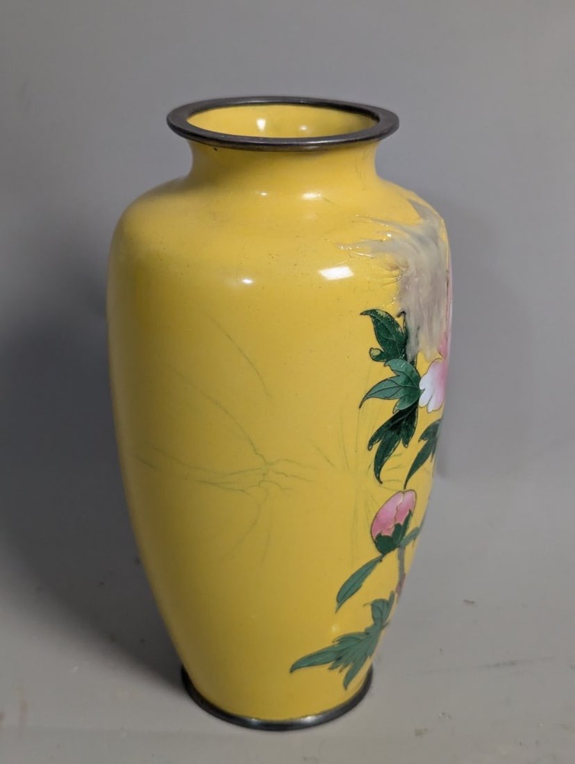 Ando Jubei Company Japanese Cloisonne Enamel Vase with Floral Design - 4