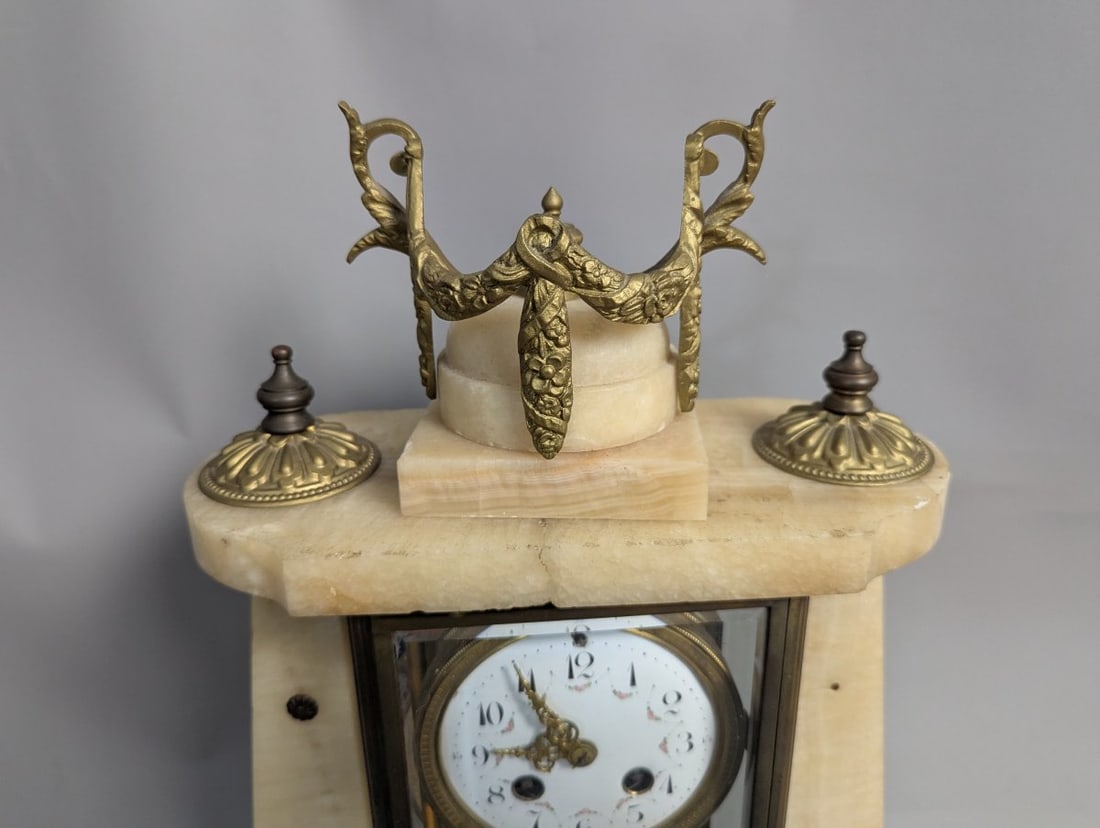 Japy FrÃ¨res Louis XVI Style Onyx Gilt Metal Mantel Clock For Restoration Project - 2