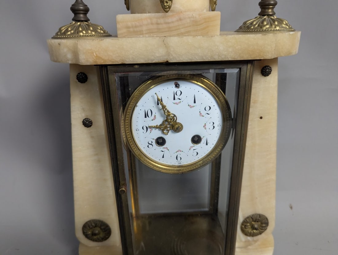 Japy FrÃ¨res Louis XVI Style Onyx Gilt Metal Mantel Clock For Restoration Project - 3