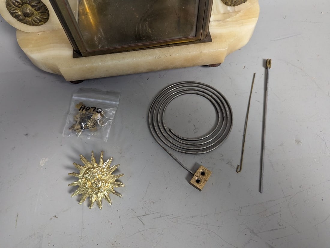 Japy FrÃ¨res Louis XVI Style Onyx Gilt Metal Mantel Clock For Restoration Project - 5